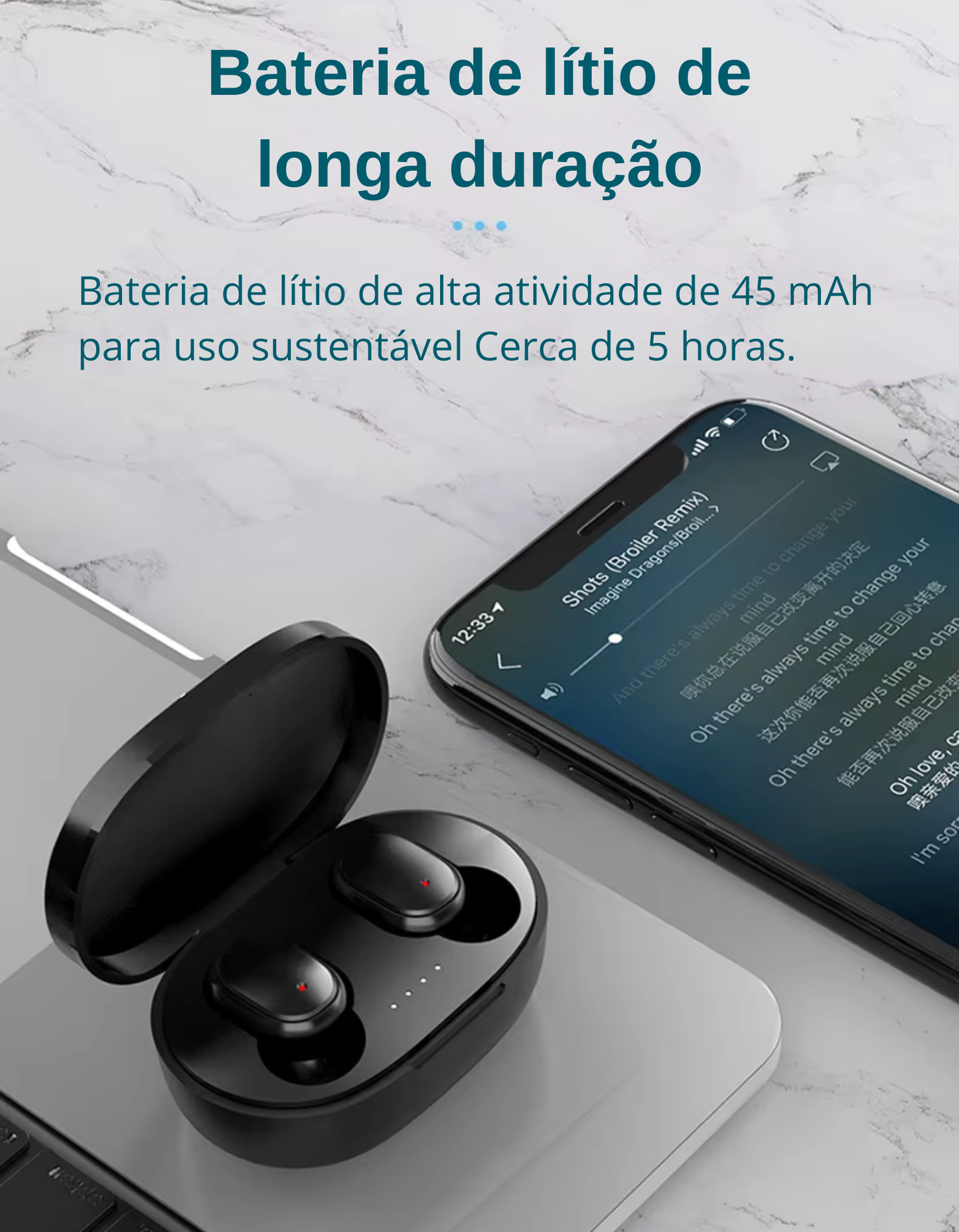 Fone de Ouvido Bluetooth A6S TWS Headset Sport.