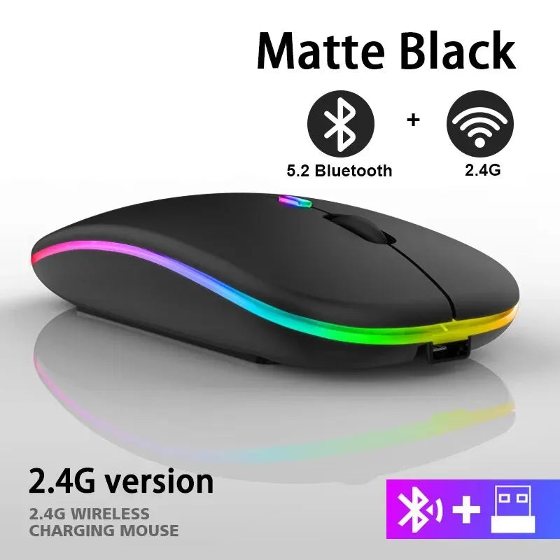 Wireless Mouse RGB Rechargeable Bluetooth LED Ergonomic Gamer