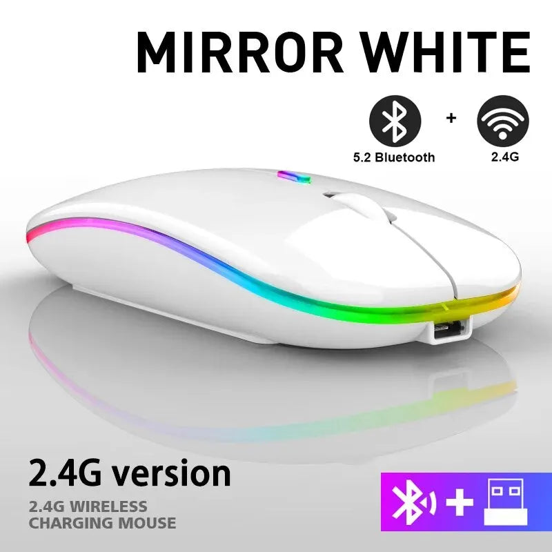 Wireless Mouse RGB Rechargeable Bluetooth LED Ergonomic Gamer