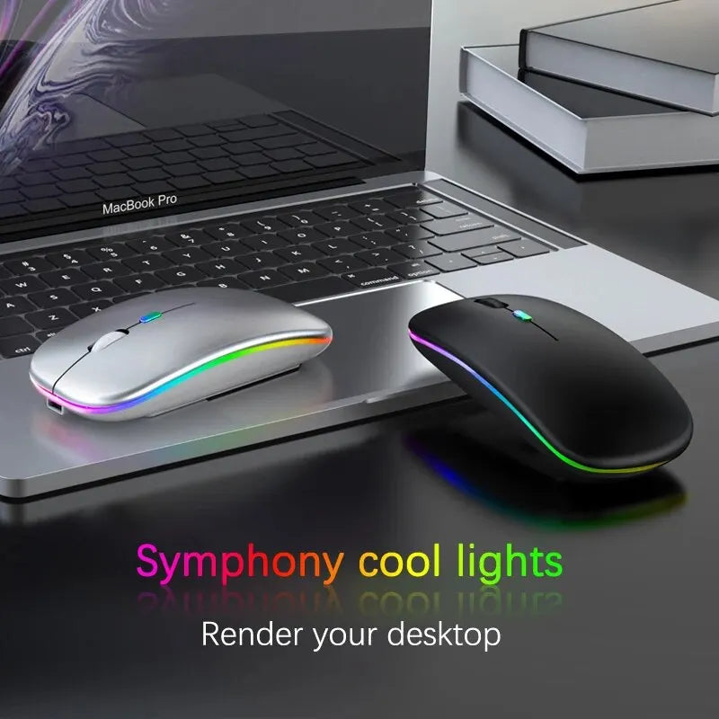 Wireless Mouse RGB Rechargeable Bluetooth LED Ergonomic Gamer