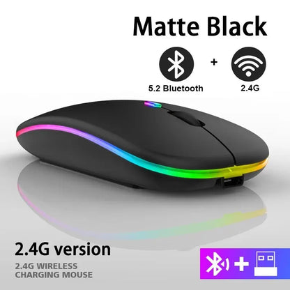 Wireless Mouse RGB Rechargeable Bluetooth LED Ergonomic Gamer