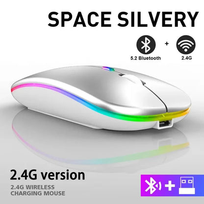 Wireless Mouse RGB Rechargeable Bluetooth LED Ergonomic Gamer