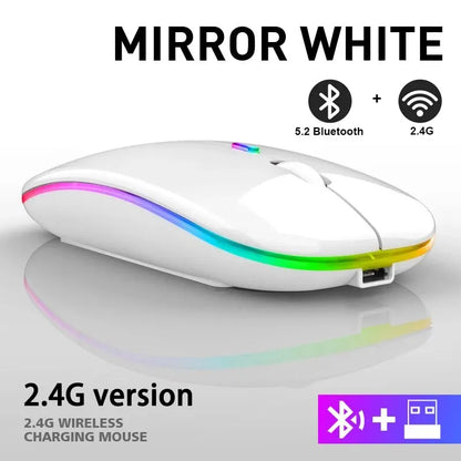 Wireless Mouse RGB Rechargeable Bluetooth LED Ergonomic Gamer