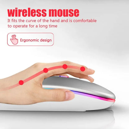 Wireless Mouse RGB Rechargeable Bluetooth LED Ergonomic Gamer